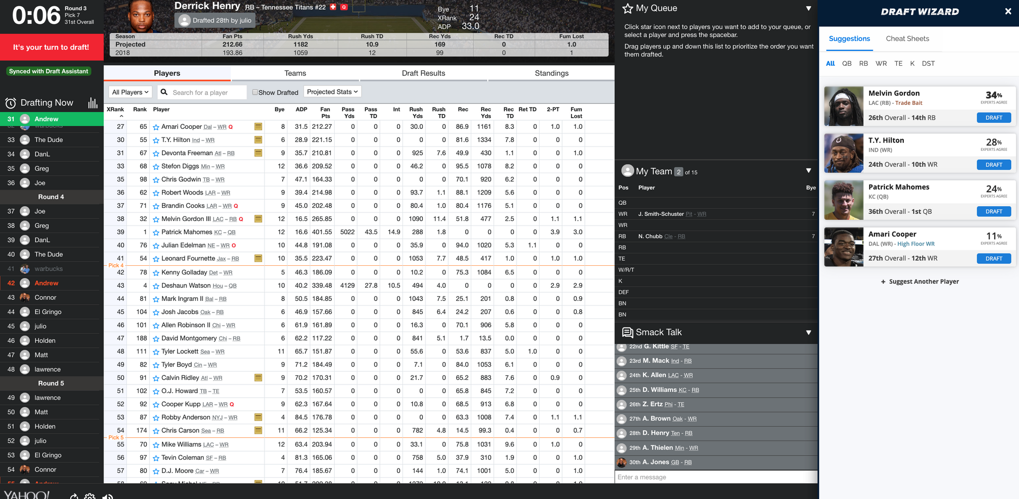 Fantasy Draft + (Live Yahoo FF Draft Assistant) (Chrome Extension