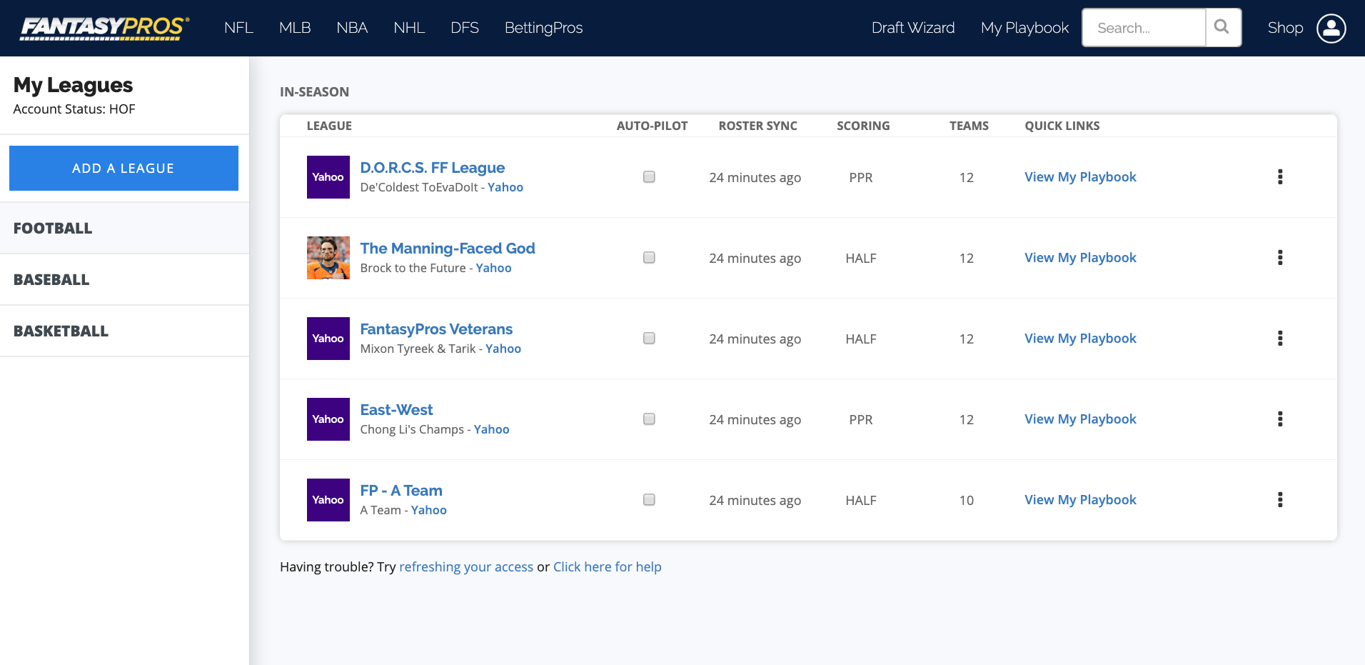 How do I sync my leagues into My Playbook? – FantasyPros