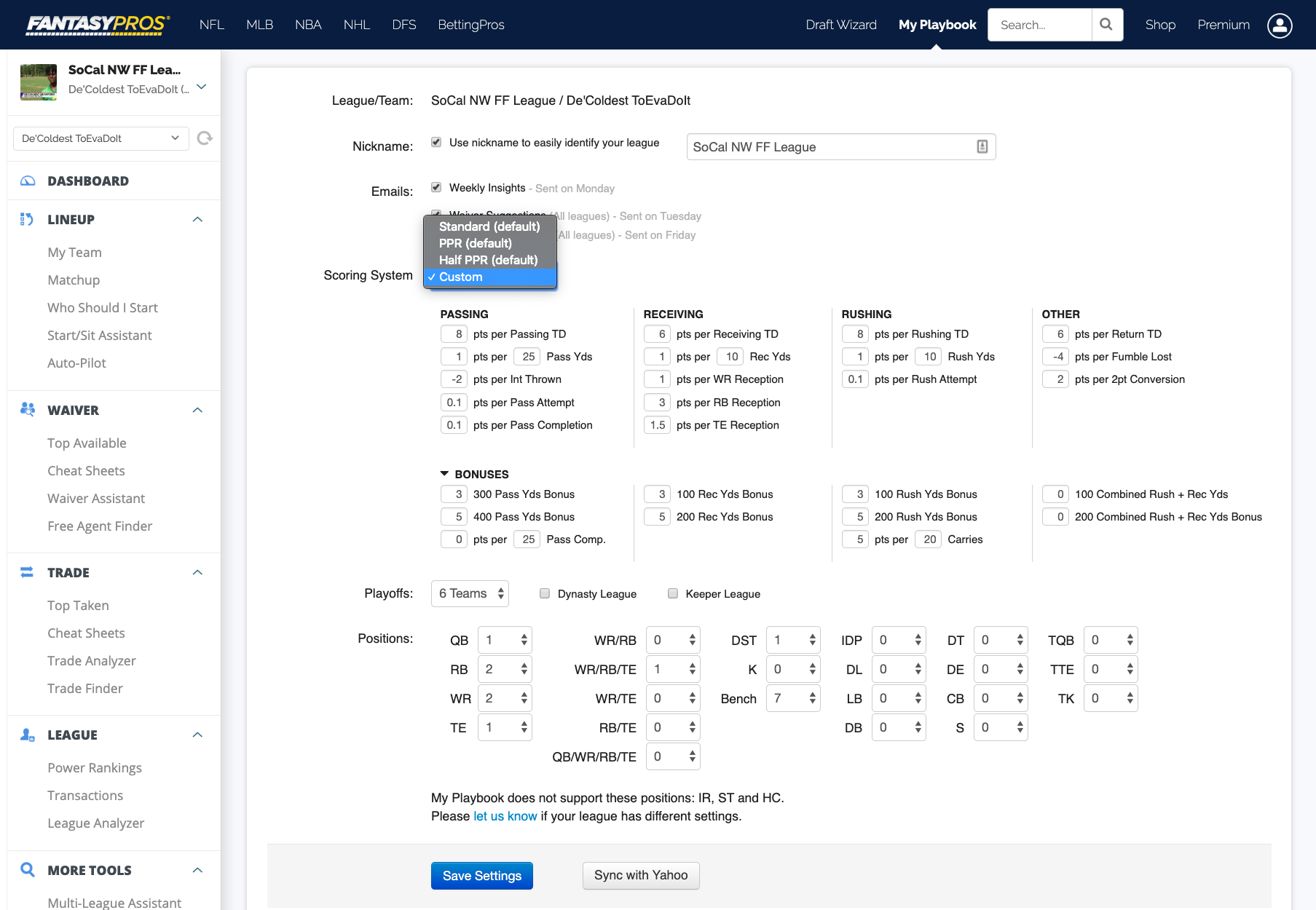 11/27/2019] Enhanced Support for Your Custom Scoring League