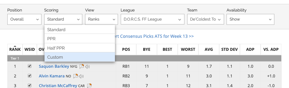 11/27/2019] Enhanced Support for Your Custom Scoring League