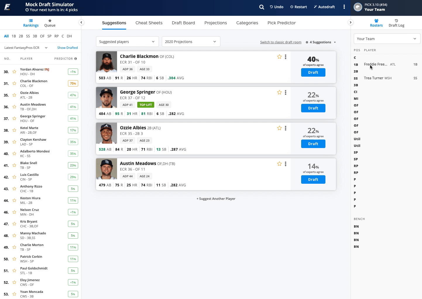 4/15/2020] Getting Ready For Your Fantasy Baseball Drafts With The Draft  Simulator