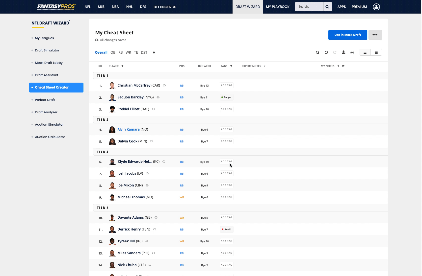 I built a Free version of Fantasypro's Draft Assistant: Website