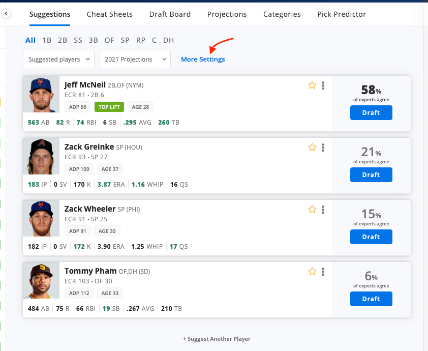 3/18/2021] Fantasy Baseball Draft Wizard Updates: Customize your Mock Draft,  Set Draft Strategies, and