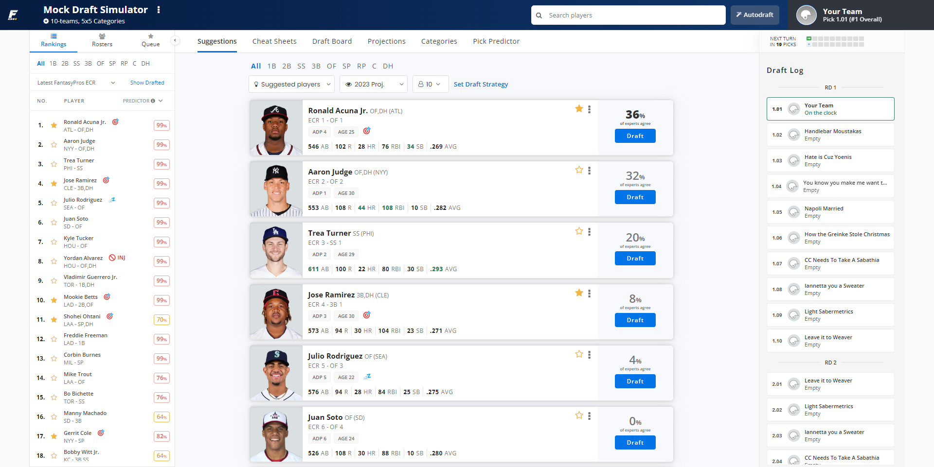 Fantasy Baseball Mock Draft Simulator Tutorial