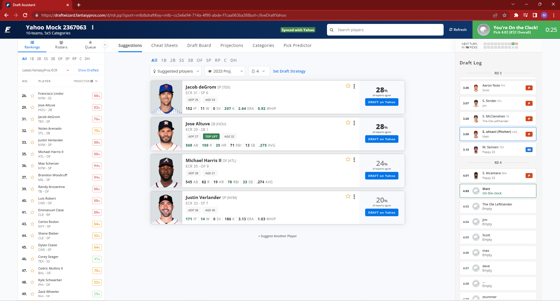 FantasyPros MLB Draft Wizard Assistant 