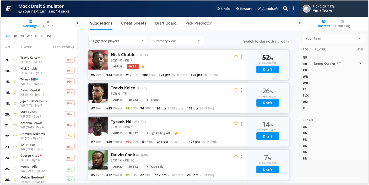 [8/9/2019] Huge Update to Draft Wizard Simulator Now Available for Fantasy Football