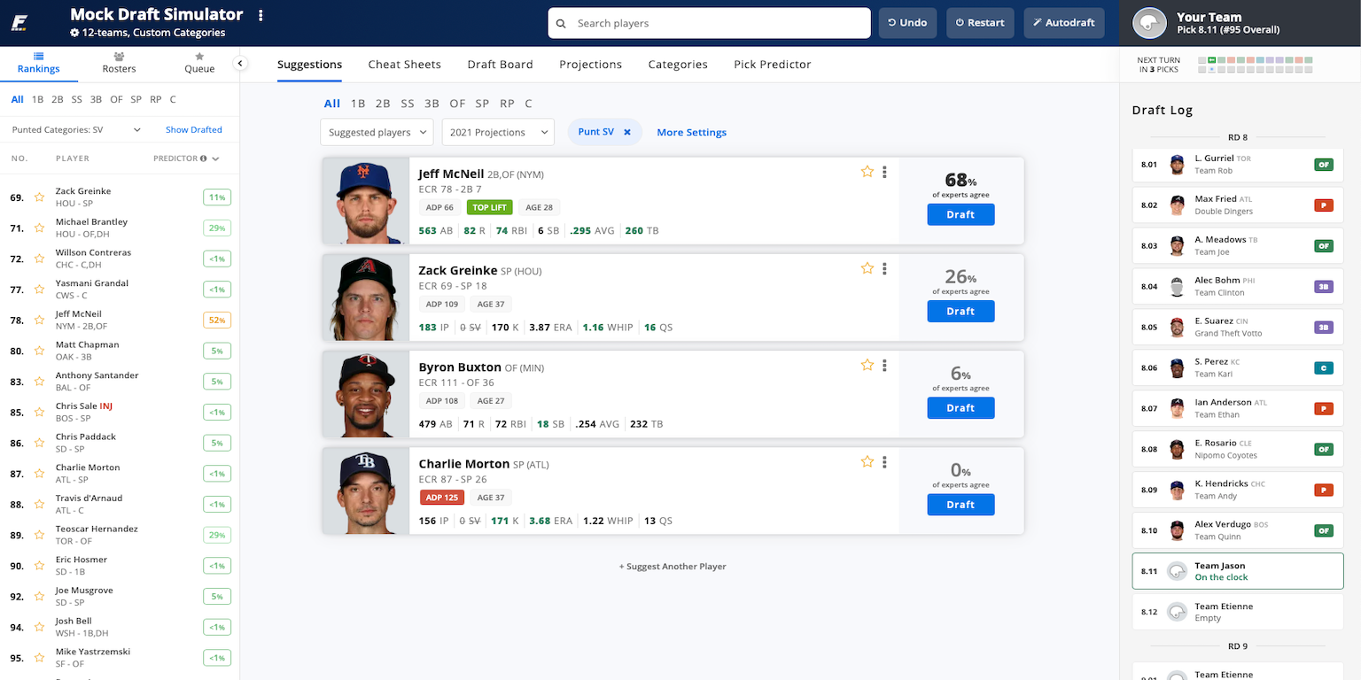 mlb fantasy draft