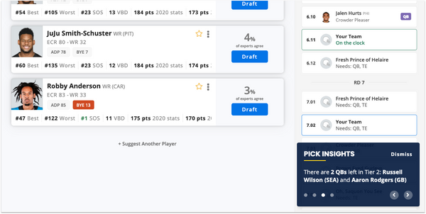 [7/12/2021] Draft Wizard: Get Useful Pick Insights During Your Turn