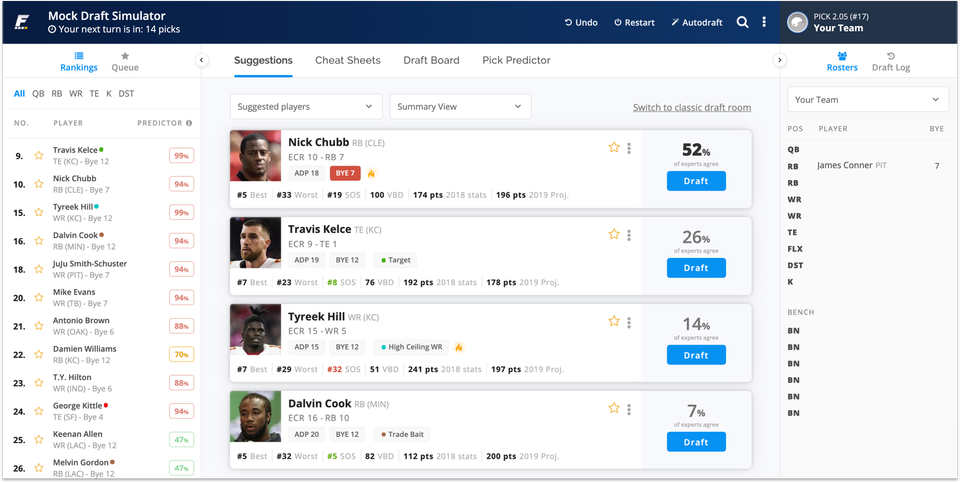 [8/9/2019] Huge Update to Draft Wizard Simulator Now Available for Fantasy Football